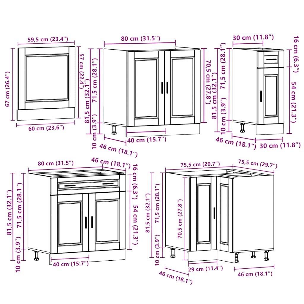 vidaXL 11 Piece Kitchen Cabinet Set Porto Grey Sonoma Engineered Wood