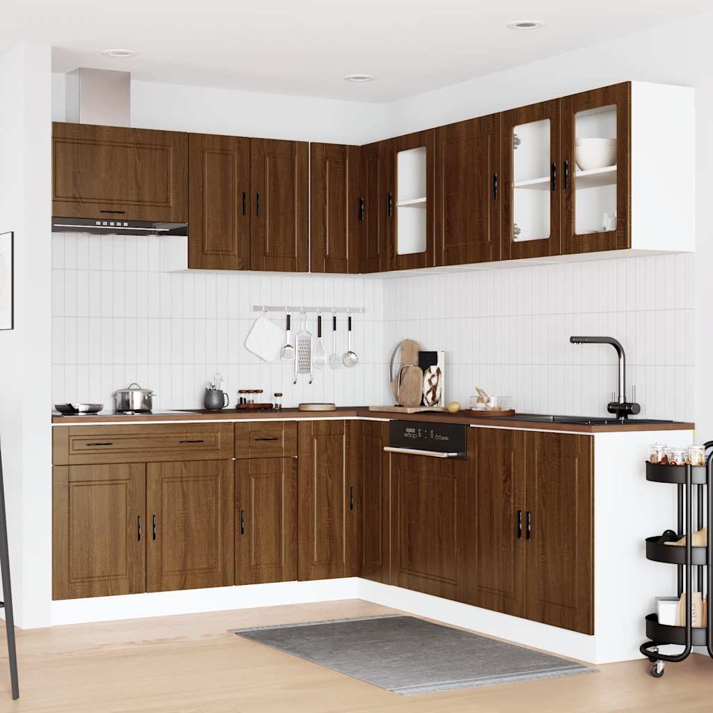 vidaXL 11 Piece Kitchen Cabinet Set Porto Brown Oak Engineered Wood