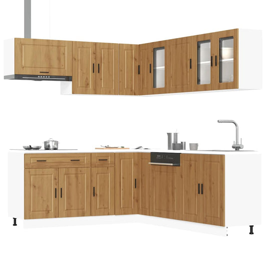 vidaXL 11 Piece Kitchen Cabinet Set Porto Artisan Oak Engineered Wood