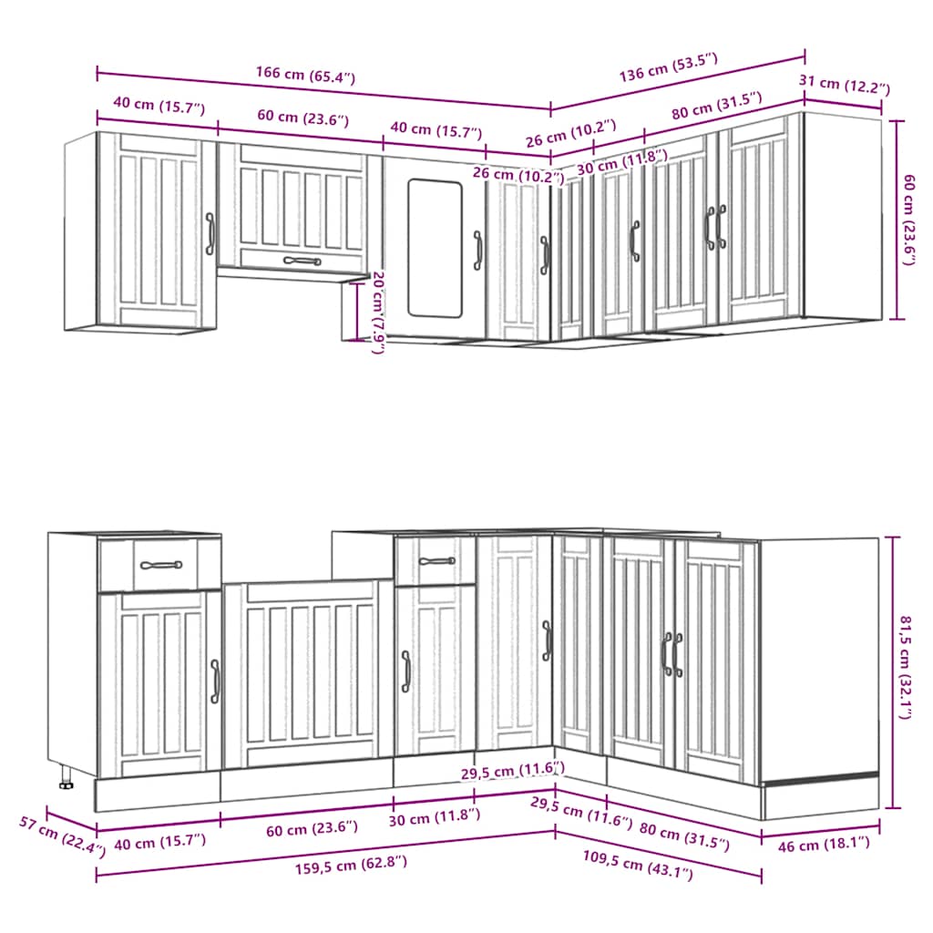 vidaXL 11 Piece Kitchen Cabinet Set Kalmar White Engineered Wood