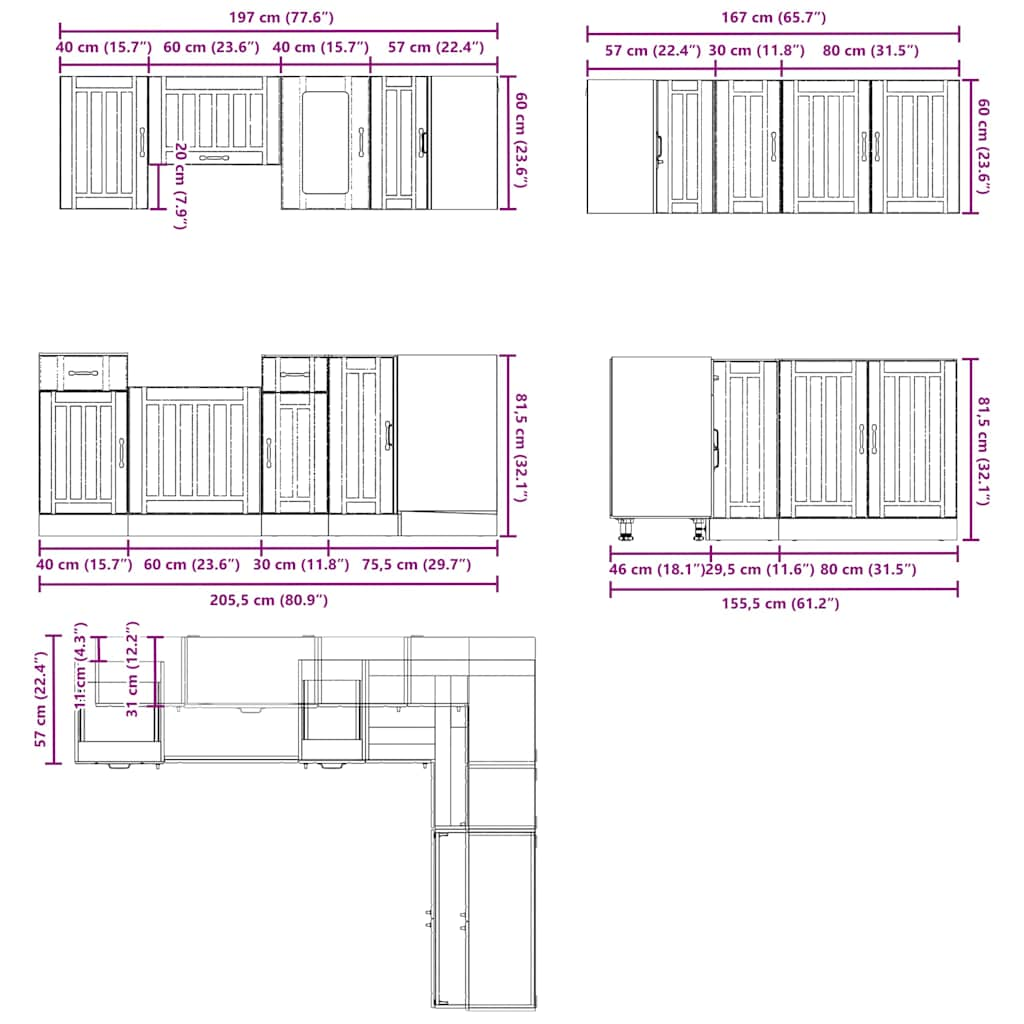 vidaXL 11 Piece Kitchen Cabinet Set Kalmar White Engineered Wood