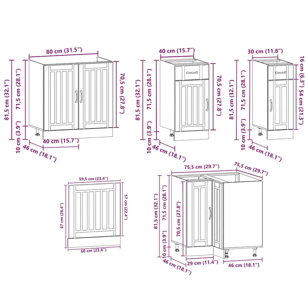 vidaXL 11 Piece Kitchen Cabinet Set Kalmar White Engineered Wood