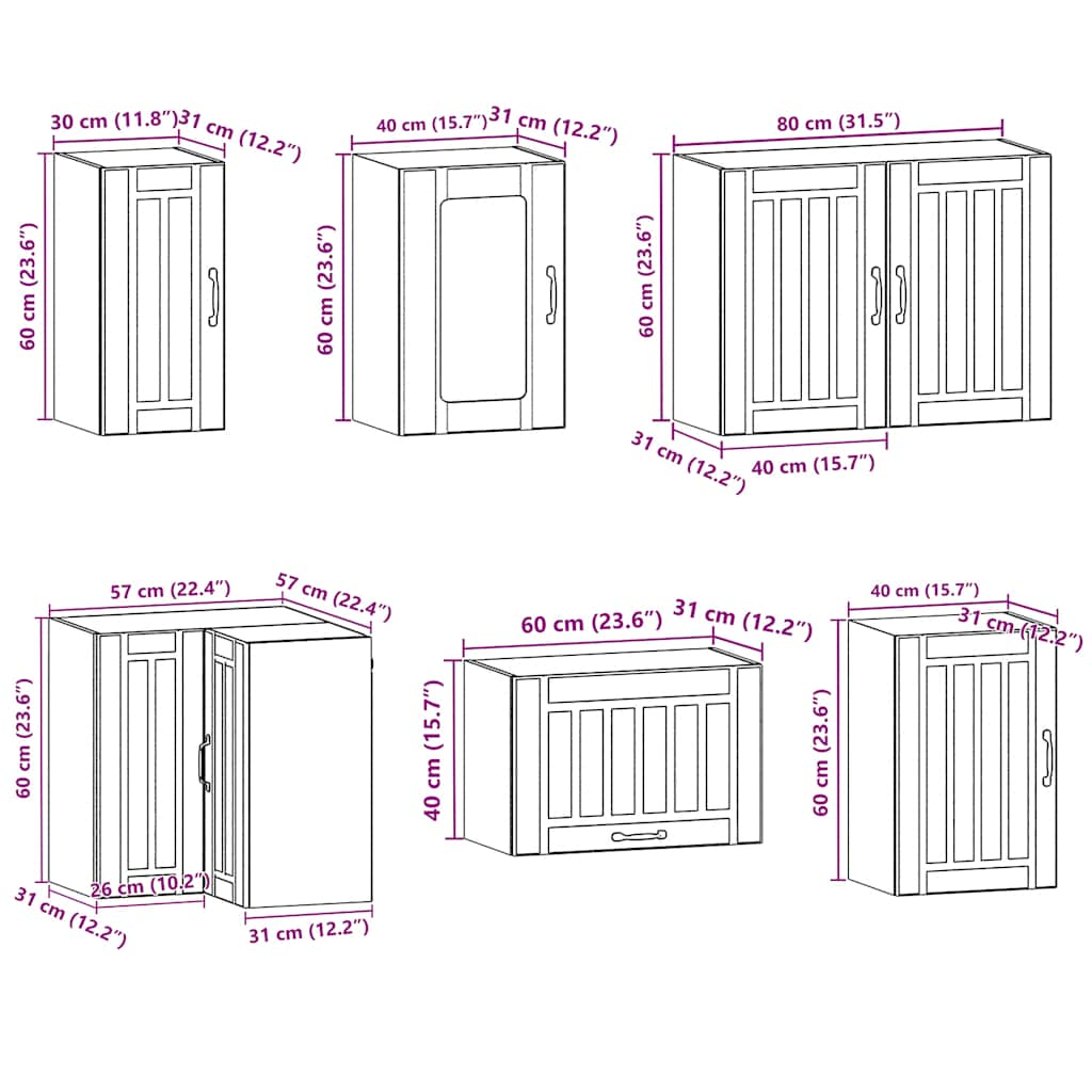 vidaXL 11 Piece Kitchen Cabinet Set Kalmar White Engineered Wood