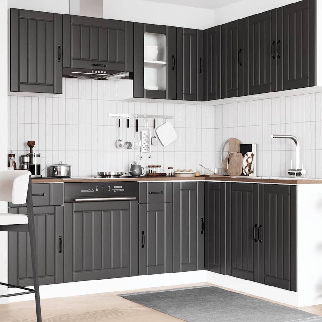 vidaXL 11 Piece Kitchen Cabinet Set Kalmar Black Engineered Wood