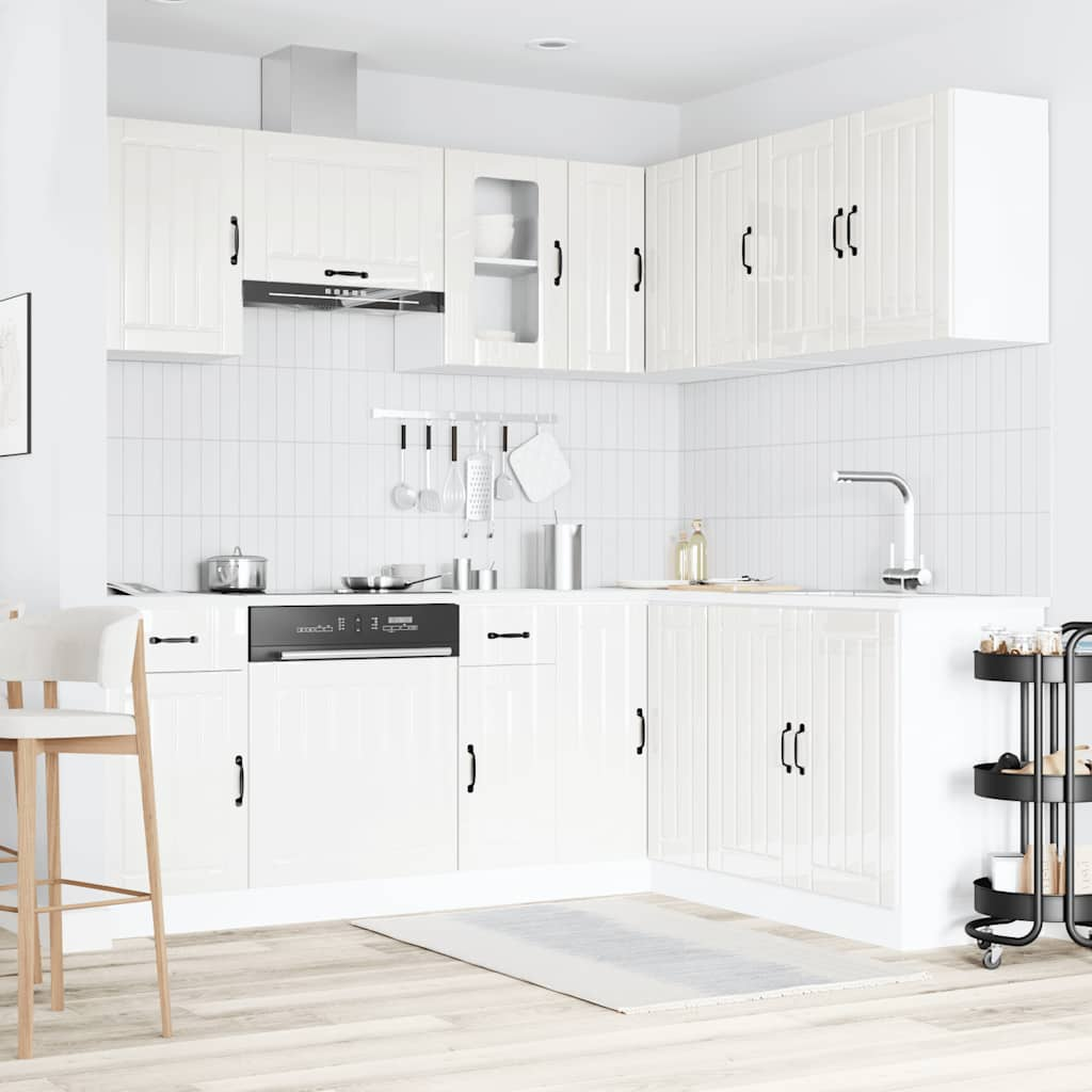 vidaXL 11 Piece Kitchen Cabinet Set Kalmar Gloss White Engineered Wood