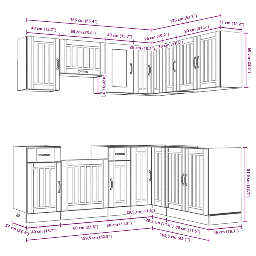 vidaXL 11 Piece Kitchen Cabinet Set Kalmar Gloss White Engineered Wood