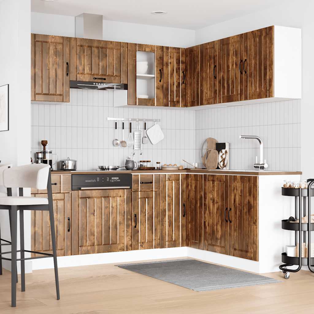 vidaXL 11 Piece Kitchen Cabinet Set Kalmar Smoked Oak Engineered Wood