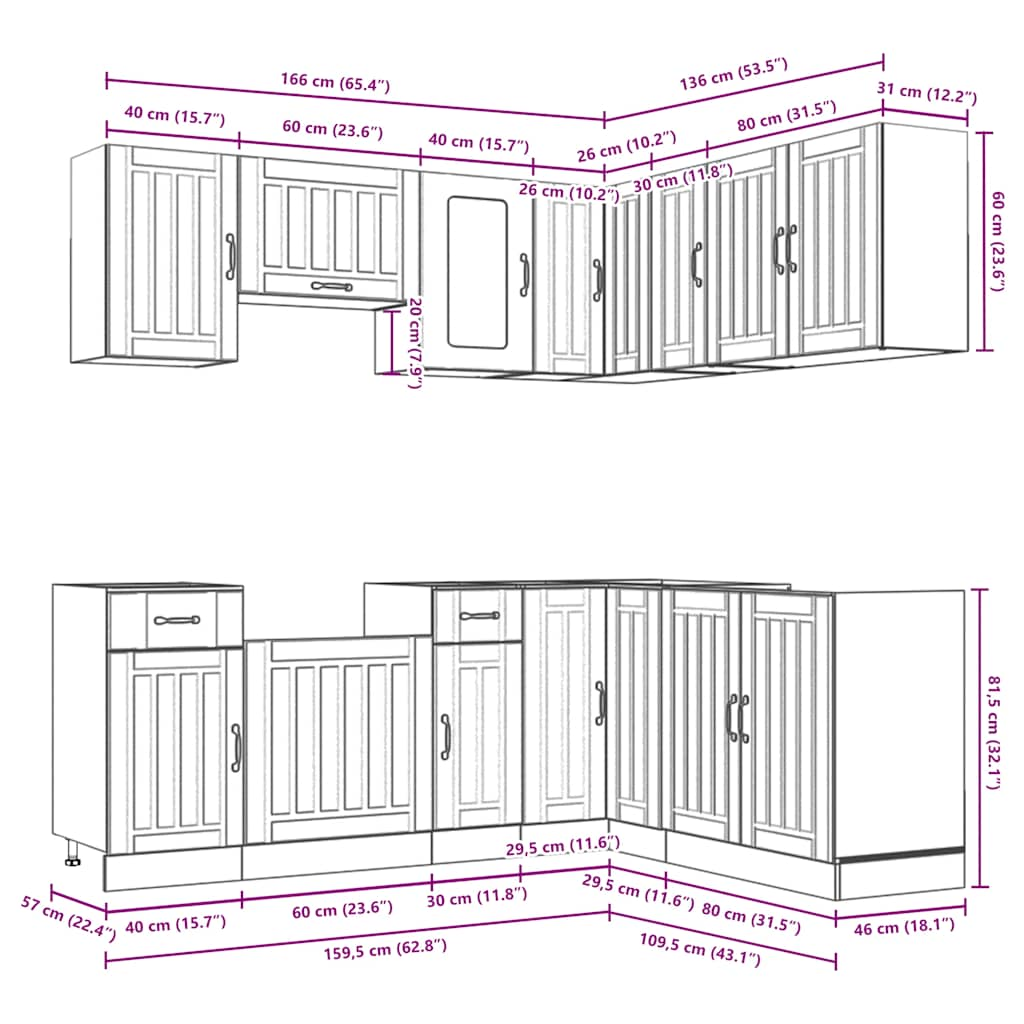 vidaXL 11 Piece Kitchen Cabinet Set Kalmar Grey Sonoma Engineered Wood