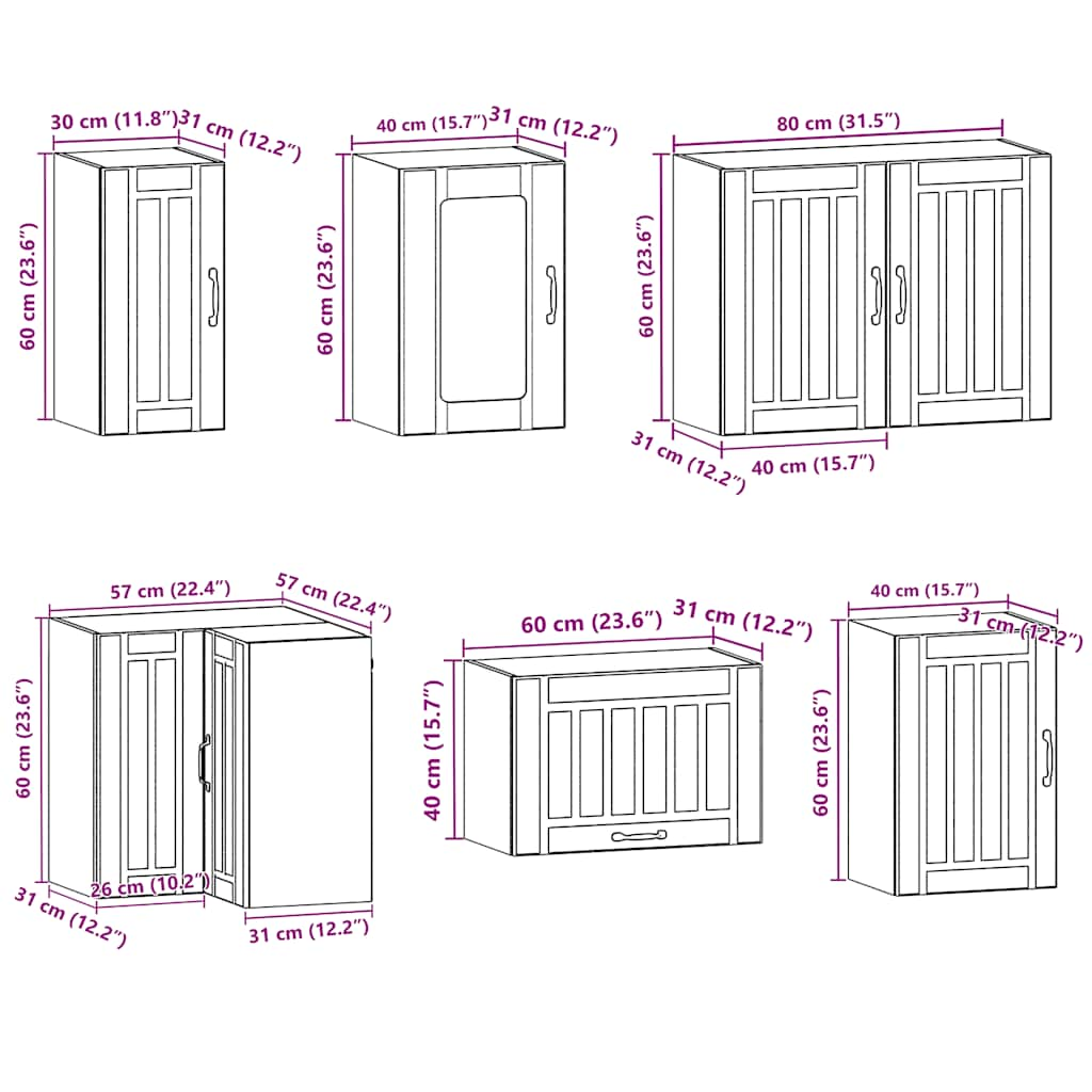 vidaXL 11 Piece Kitchen Cabinet Set Kalmar Old Wood Engineered Wood