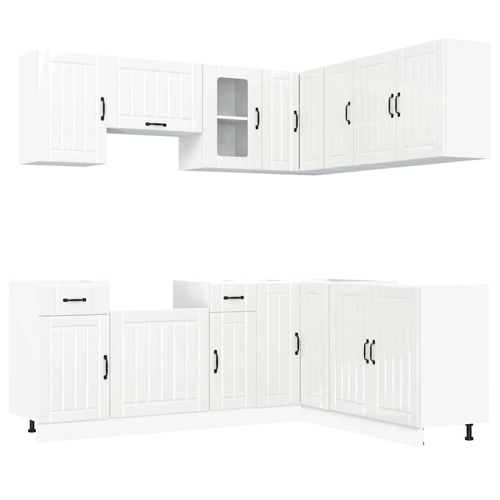 vidaXL 11 Piece Kitchen Cabinet Set Lucca Gloss White Engineered Wood