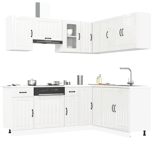 vidaXL 11 Piece Kitchen Cabinet Set Lucca Gloss White Engineered Wood