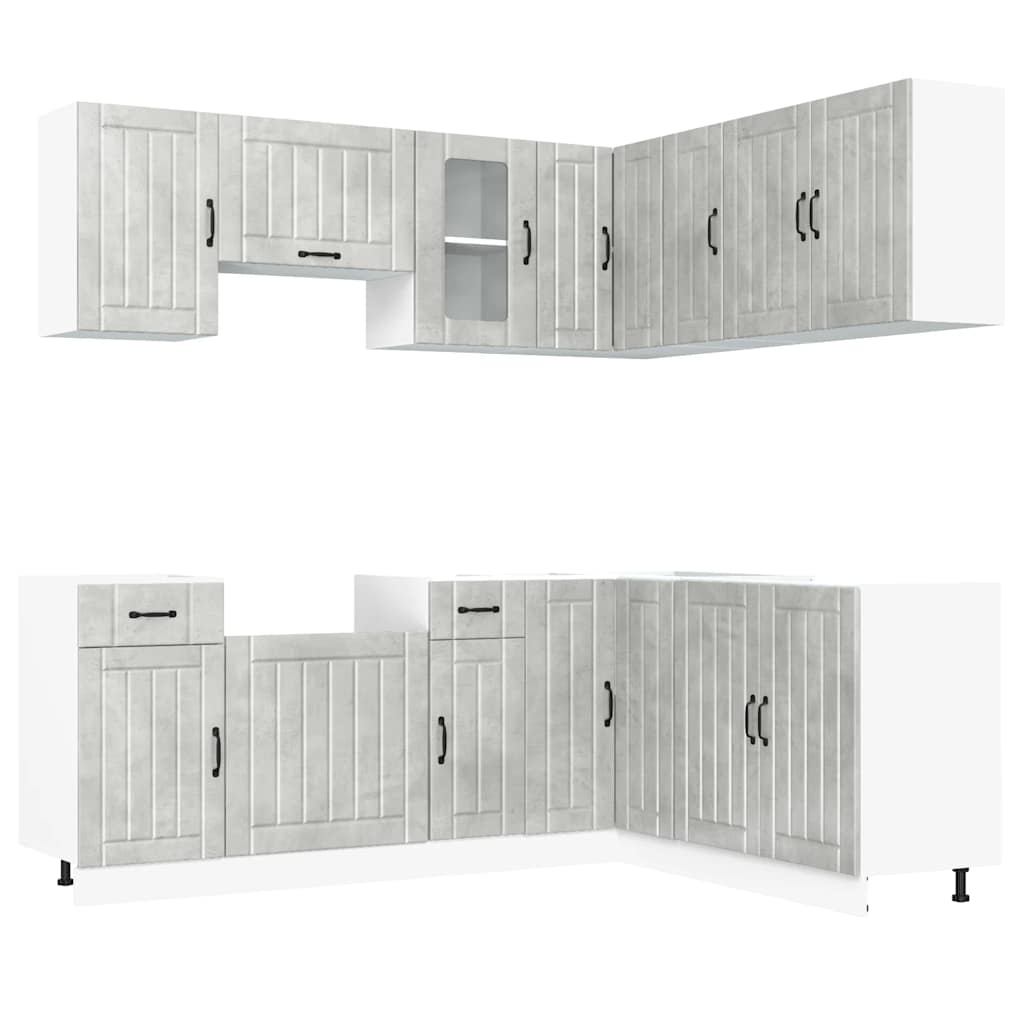 vidaXL 11 Piece Kitchen Cabinet Set Lucca Concrete Grey Engineered Wood