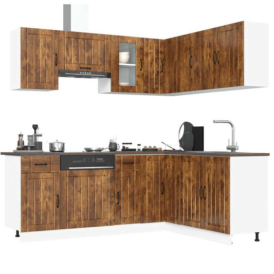 vidaXL 11 Piece Kitchen Cabinet Set Lucca Smoked Oak Engineered Wood