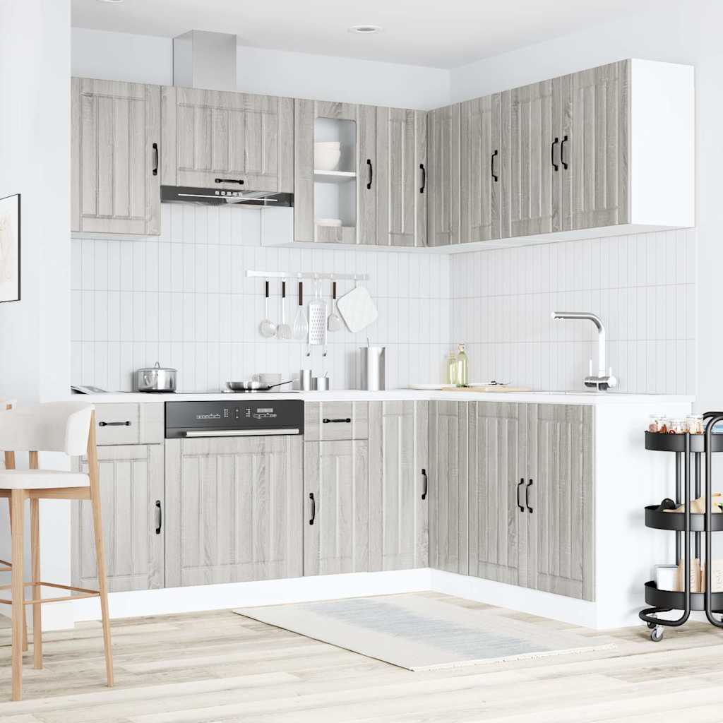 vidaXL 11 Piece Kitchen Cabinet Set Lucca Grey Sonoma Engineered Wood