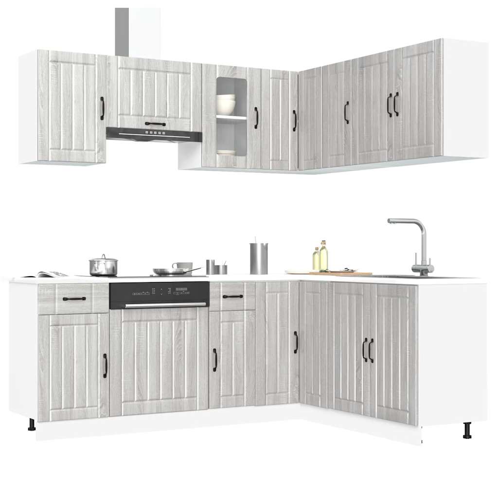 vidaXL 11 Piece Kitchen Cabinet Set Lucca Grey Sonoma Engineered Wood