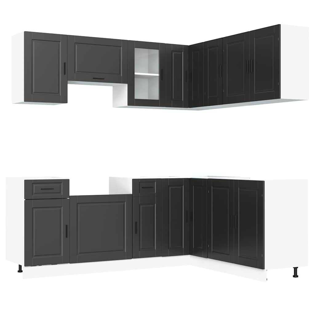 vidaXL 11 Piece Kitchen Cabinet Set Porto Black Engineered Wood