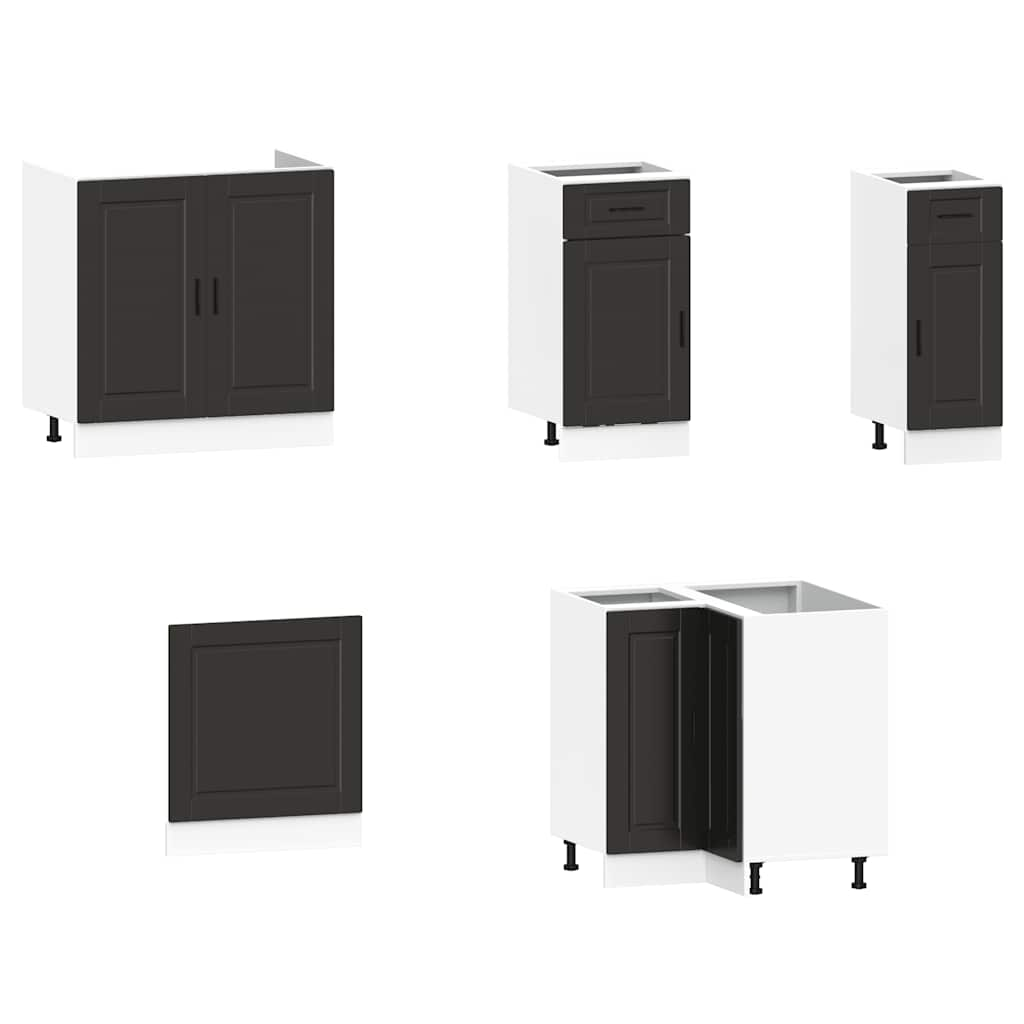 vidaXL 11 Piece Kitchen Cabinet Set Porto Black Engineered Wood