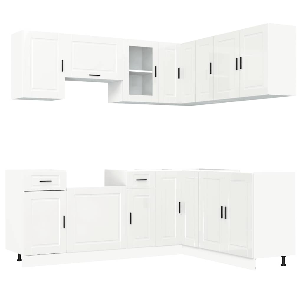 vidaXL 11 Piece Kitchen Cabinet Set Porto Gloss White Engineered Wood