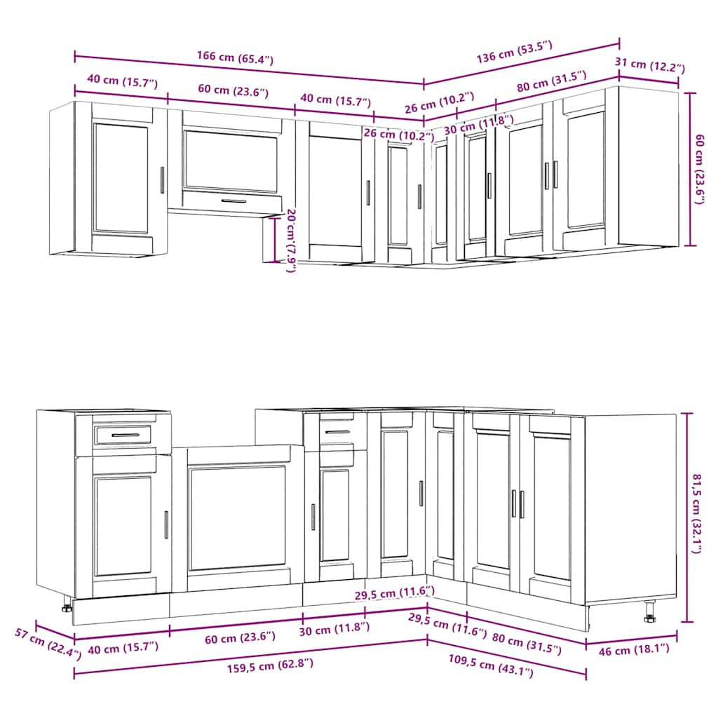 vidaXL 11 Piece Kitchen Cabinet Set Porto Sonoma Oak Engineered Wood