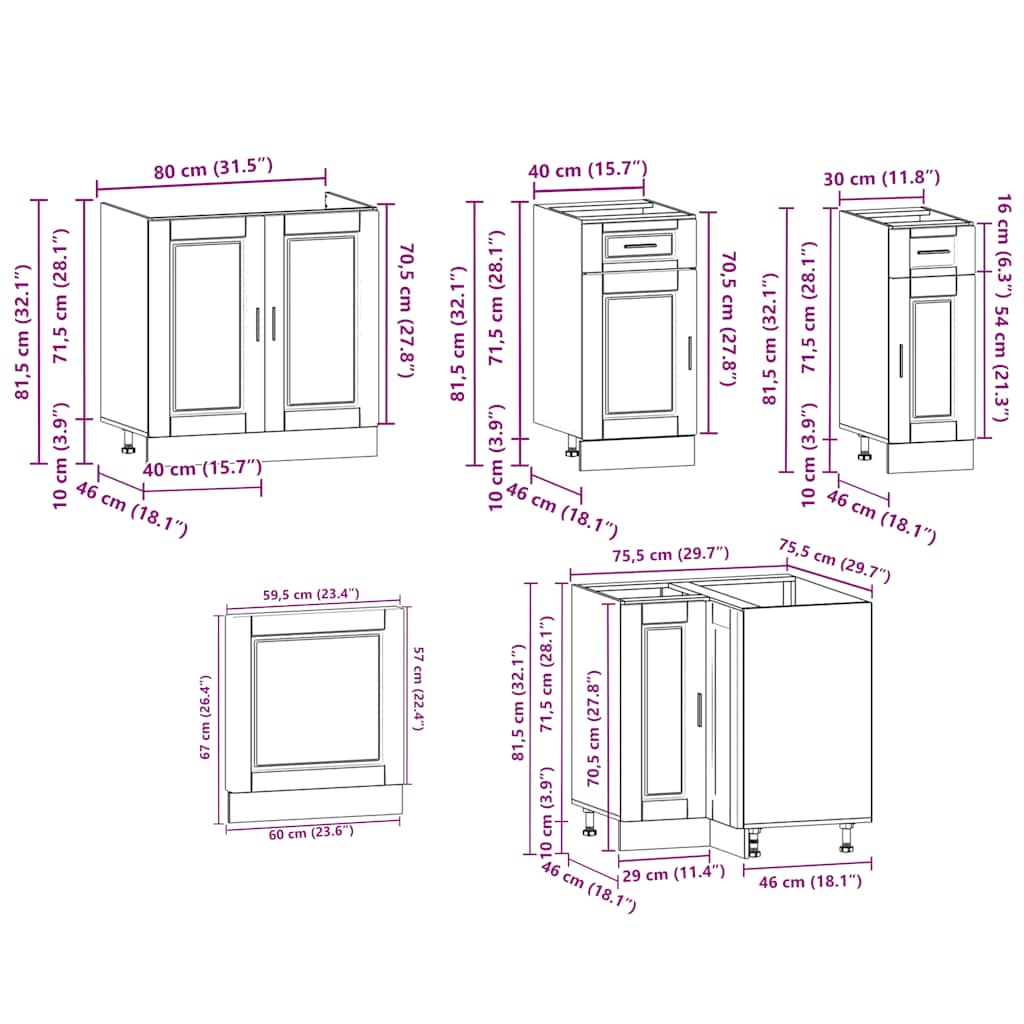 vidaXL 11 Piece Kitchen Cabinet Set Porto Sonoma Oak Engineered Wood