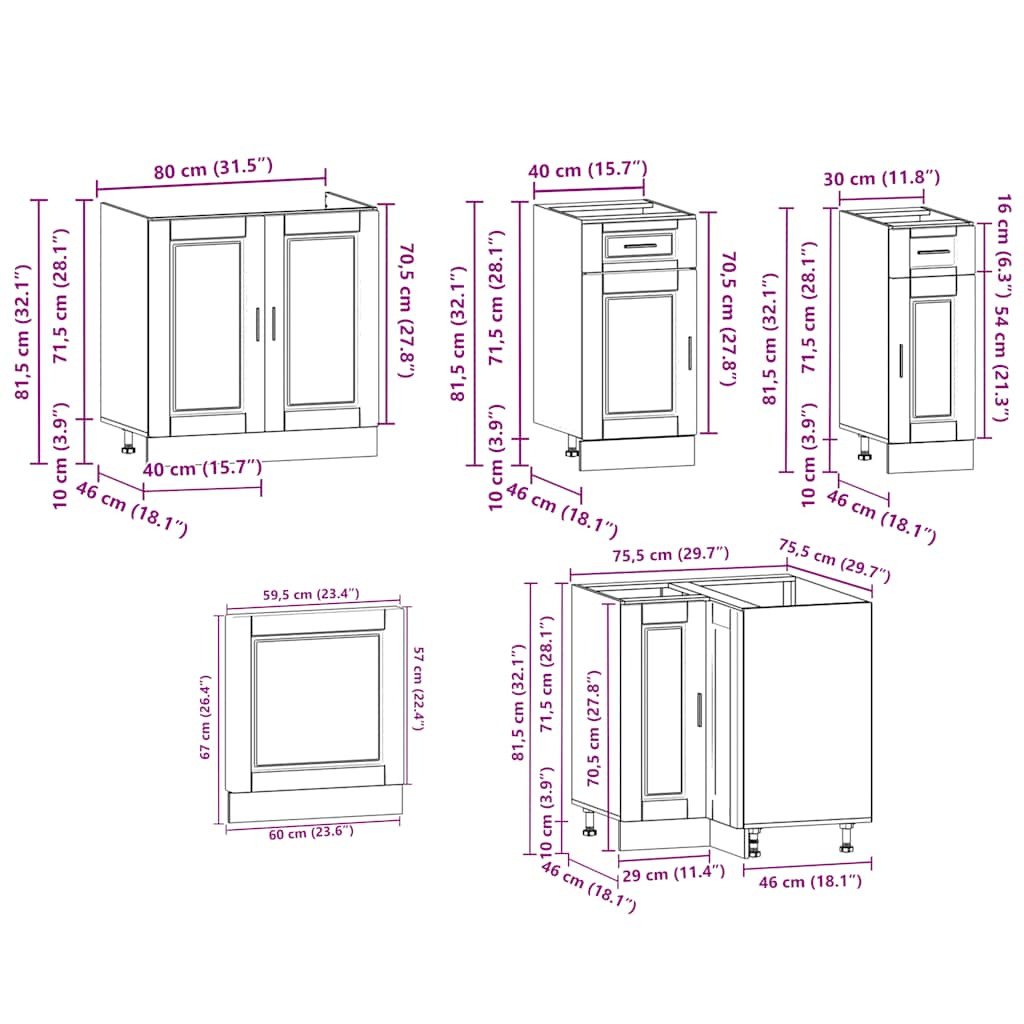 vidaXL 11 Piece Kitchen Cabinet Set Porto Concrete Grey Engineered Wood