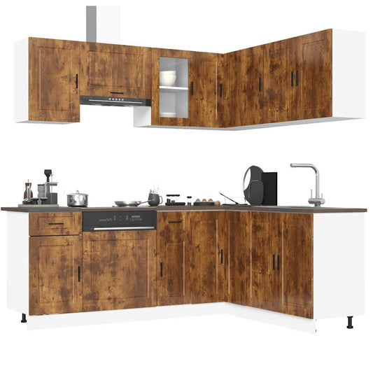 vidaXL 11 Piece Kitchen Cabinet Set Porto Smoked Oak Engineered Wood