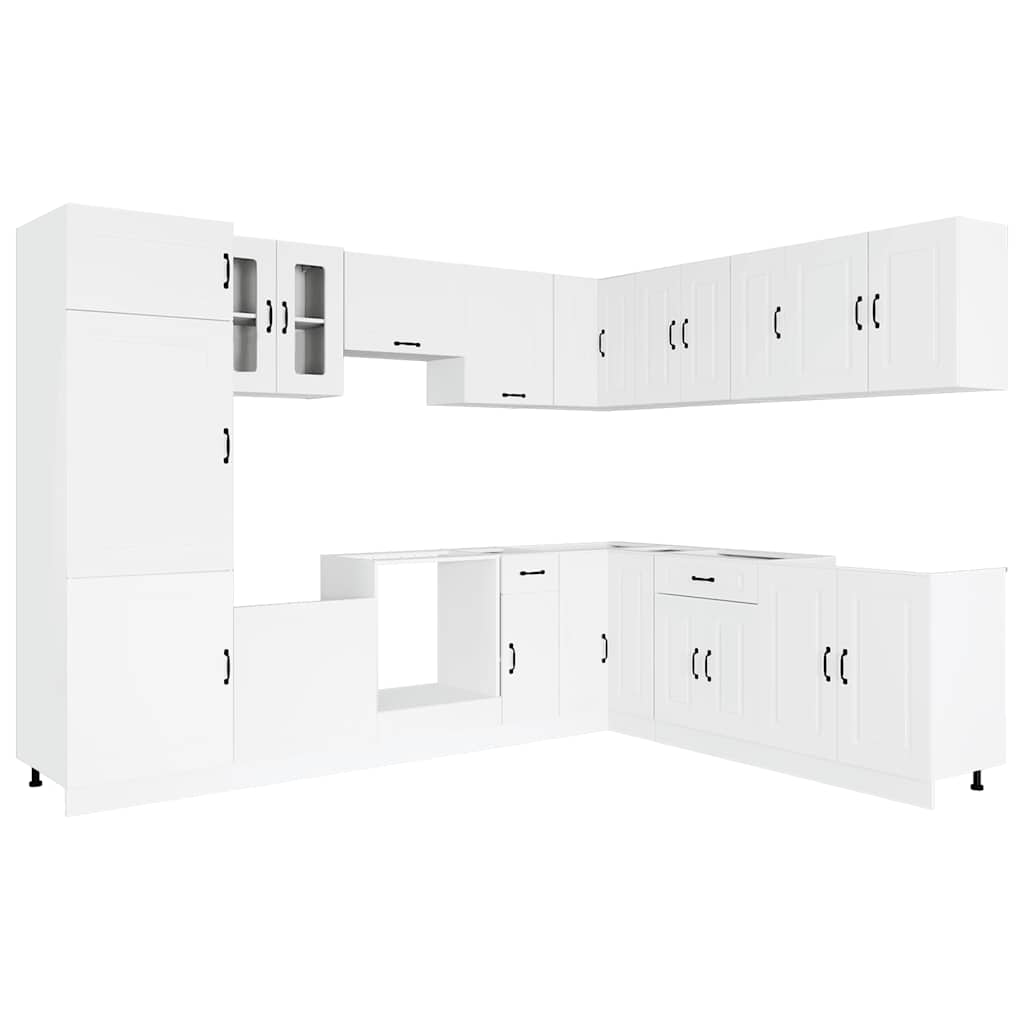 14 Piece Kitchen Cabinet Set Kalmar White Engineered Wood