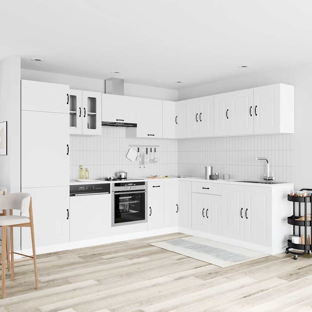 14 Piece Kitchen Cabinet Set Kalmar White Engineered Wood