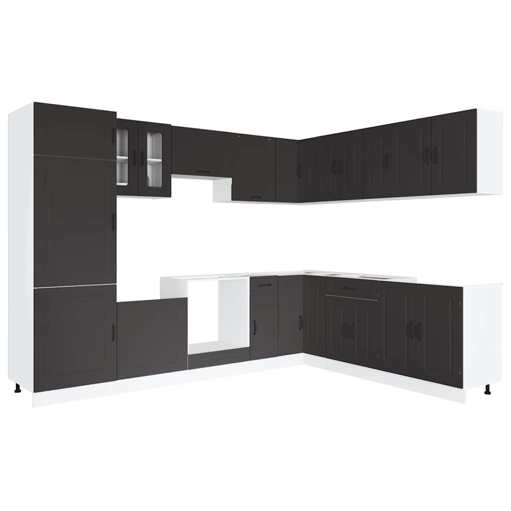 14 Piece Kitchen Cabinet Set Kalmar Black Engineered Wood