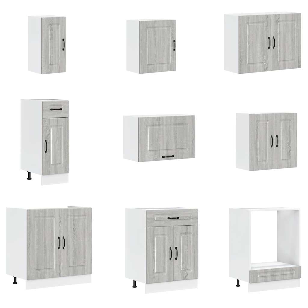 14 Piece Kitchen Cabinet Set Kalmar Grey Sonoma Engineered Wood
