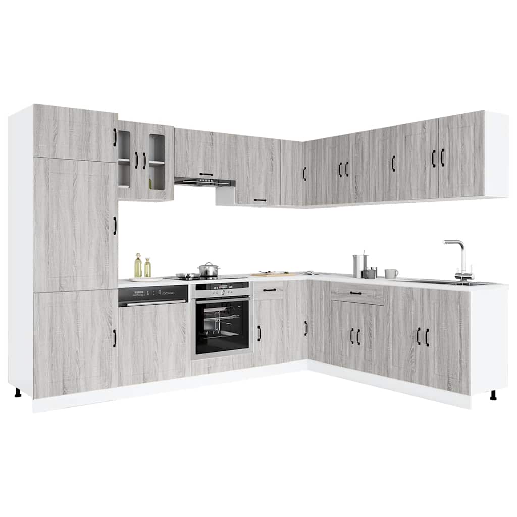 14 Piece Kitchen Cabinet Set Kalmar Grey Sonoma Engineered Wood