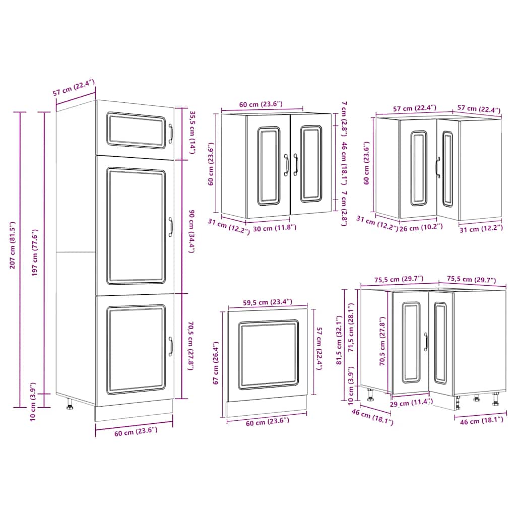 14 Piece Kitchen Cabinet Set Kalmar Old Wood Engineered Wood