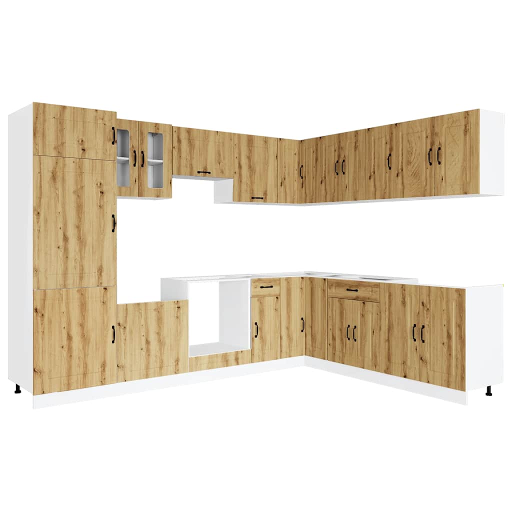 14 Piece Kitchen Cabinet Set Kalmar Artisan Oak Engineered Wood