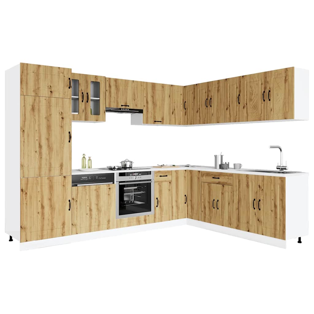14 Piece Kitchen Cabinet Set Kalmar Artisan Oak Engineered Wood