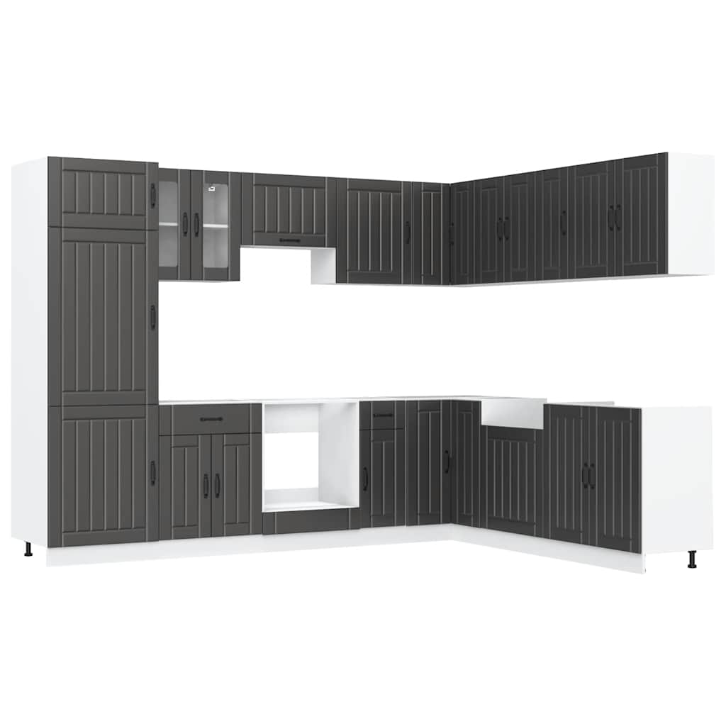 vidaXL 14 Piece Kitchen Cabinet Set Lucca Black Engineered Wood