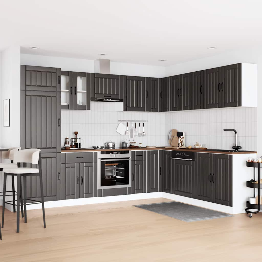 vidaXL 14 Piece Kitchen Cabinet Set Lucca Black Engineered Wood