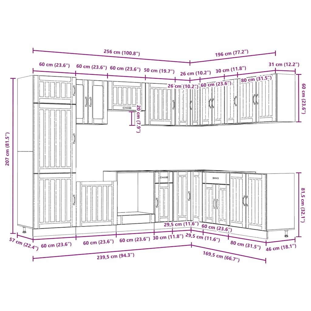 14 Piece Kitchen Cabinet Set Lucca Gloss White Engineered Wood