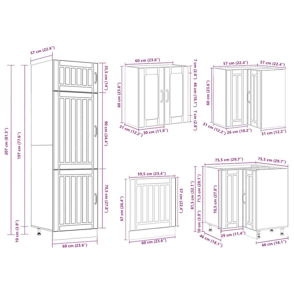 vidaXL 14 Piece Kitchen Cabinet Set Lucca Sonoma Oak Engineered Wood