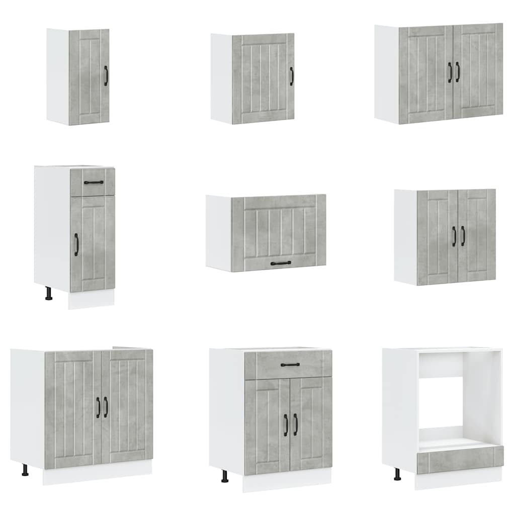 vidaXL 14 Piece Kitchen Cabinet Set Lucca Concrete Grey Engineered Wood