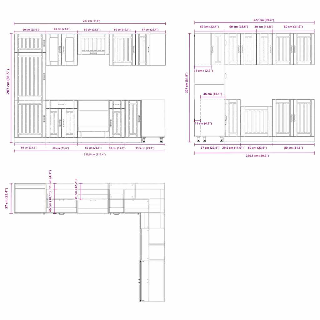 vidaXL 14 Piece Kitchen Cabinet Set Lucca Concrete Grey Engineered Wood