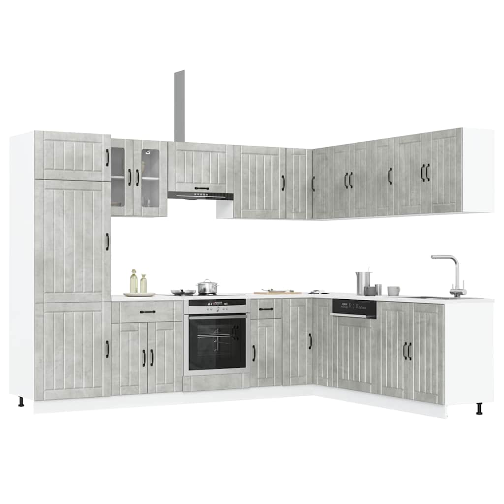 vidaXL 14 Piece Kitchen Cabinet Set Lucca Concrete Grey Engineered Wood