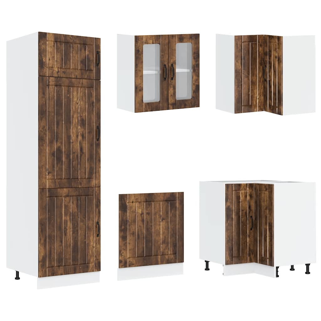 vidaXL 14 Piece Kitchen Cabinet Set Lucca Smoked Oak Engineered Wood