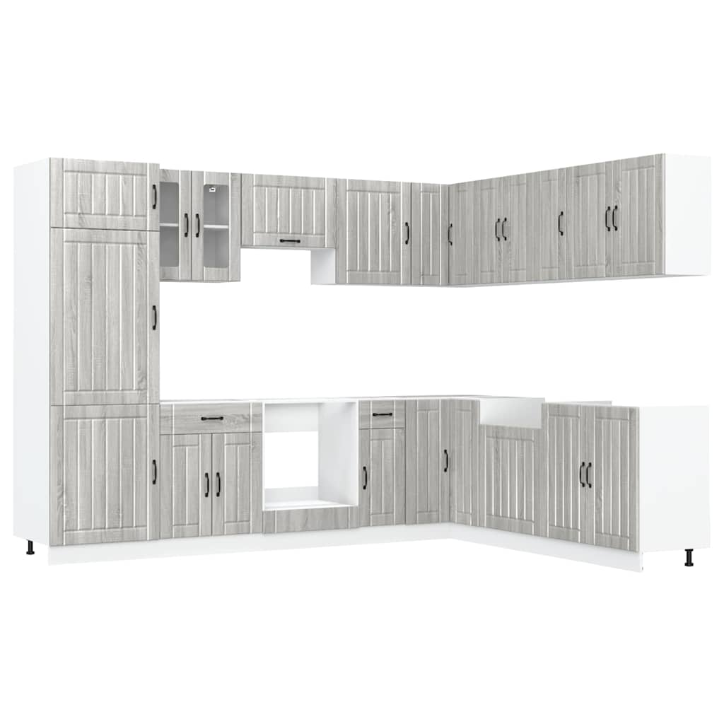 vidaXL 14 Piece Kitchen Cabinet Set Lucca Grey Sonoma Engineered Wood