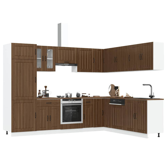 vidaXL 14 Piece Kitchen Cabinet Set Lucca Brown Oak Engineered Wood