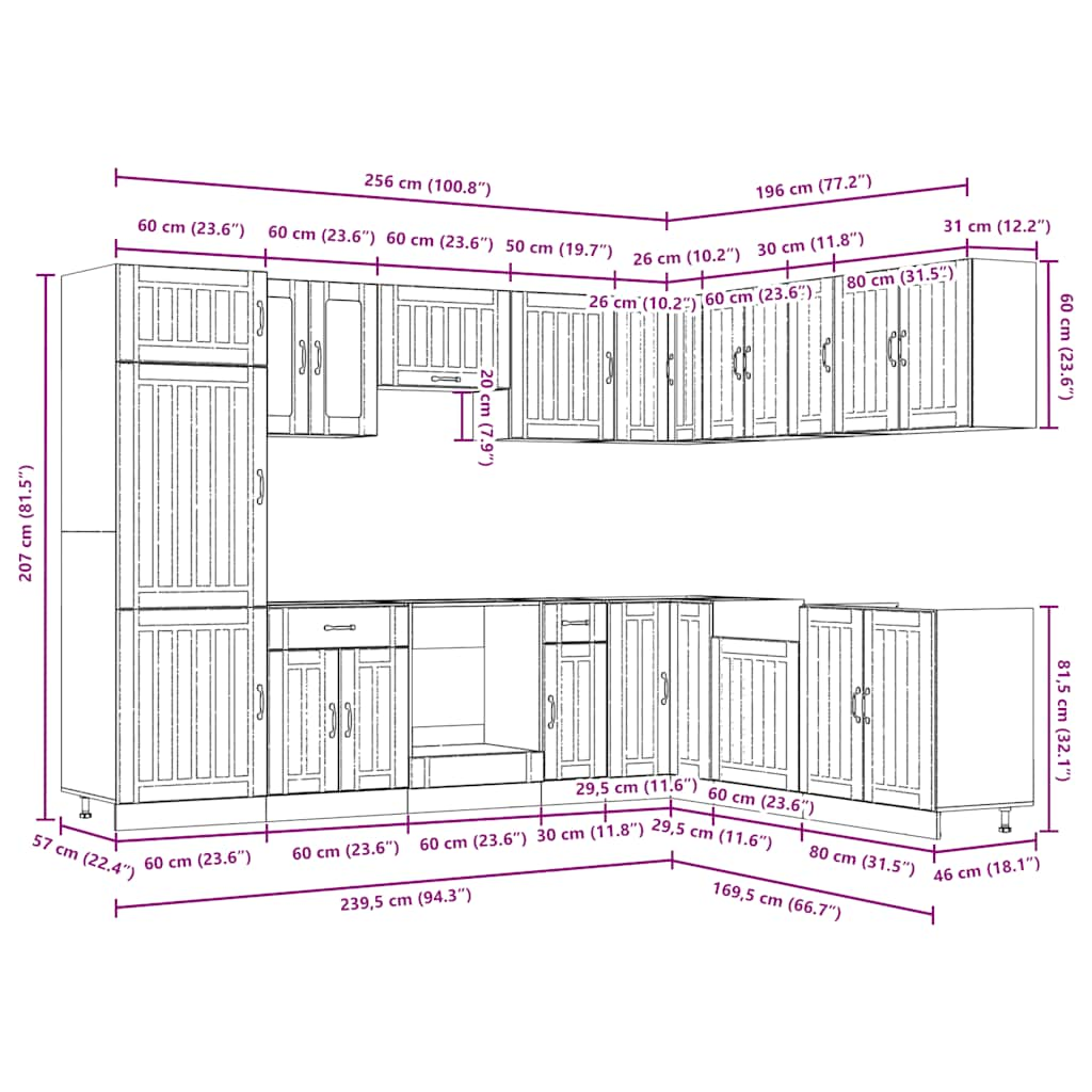 vidaXL 14 Piece Kitchen Cabinet Set Lucca Old Wood Engineered Wood