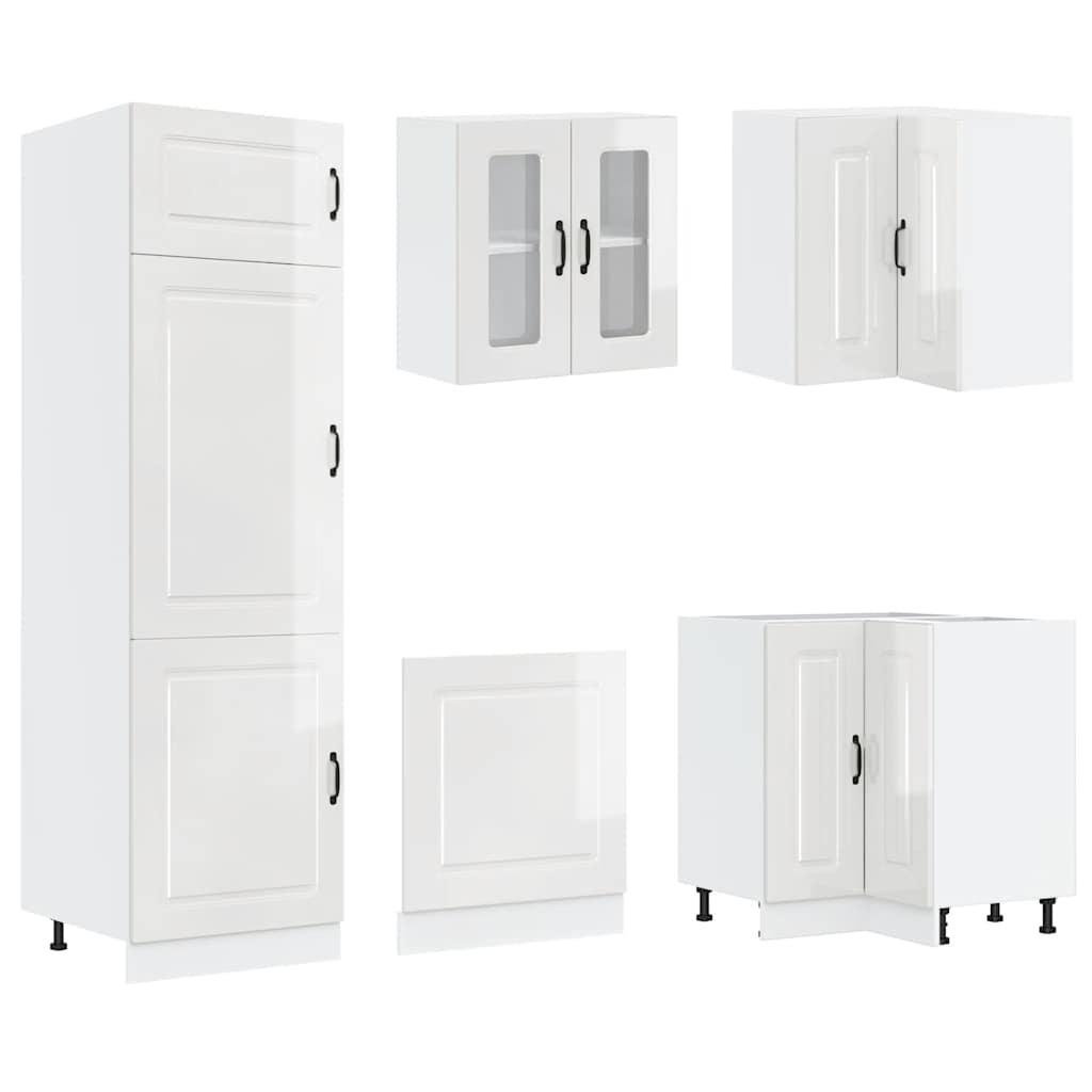14 Piece Kitchen Cabinet Set Porto Gloss White Engineered Wood