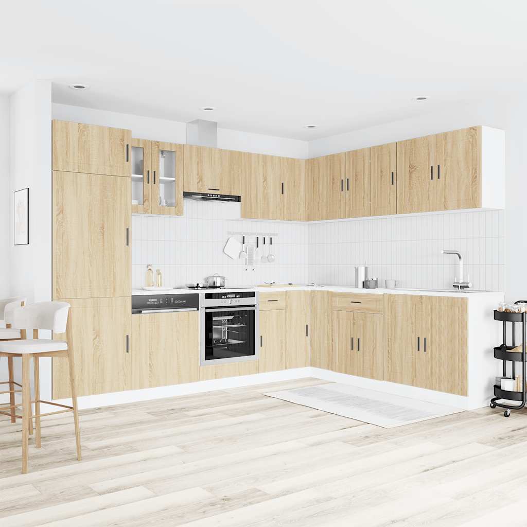 14 Piece Kitchen Cabinet Set Porto Sonoma Oak Engineered Wood