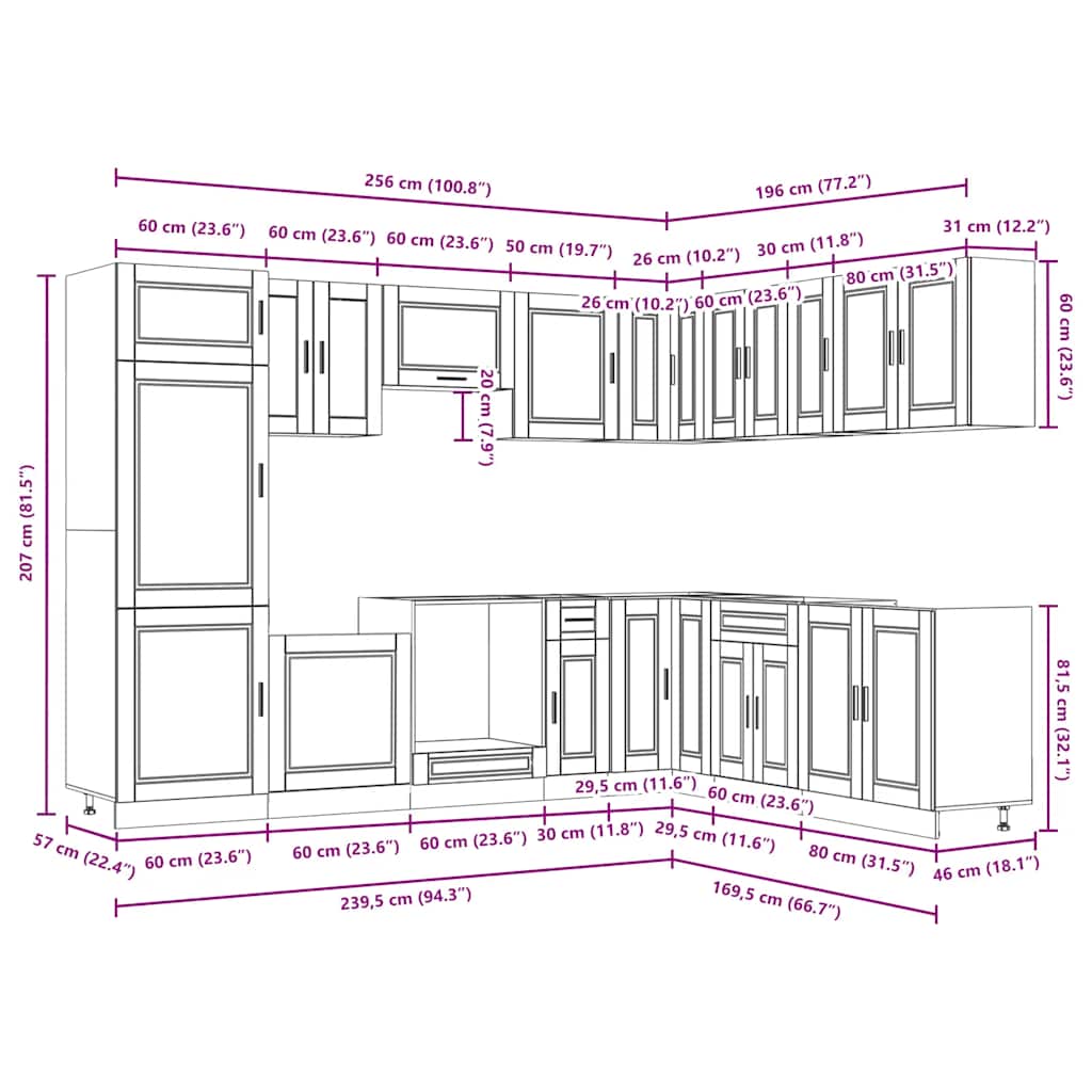 14 Piece Kitchen Cabinet Set Porto Sonoma Oak Engineered Wood