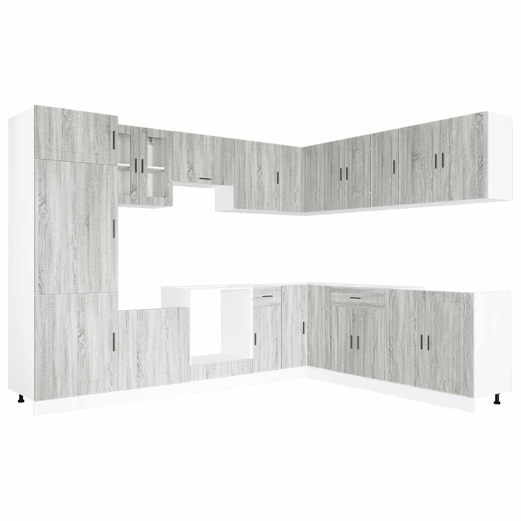 14 Piece Kitchen Cabinet Set Porto Grey Sonoma Engineered Wood