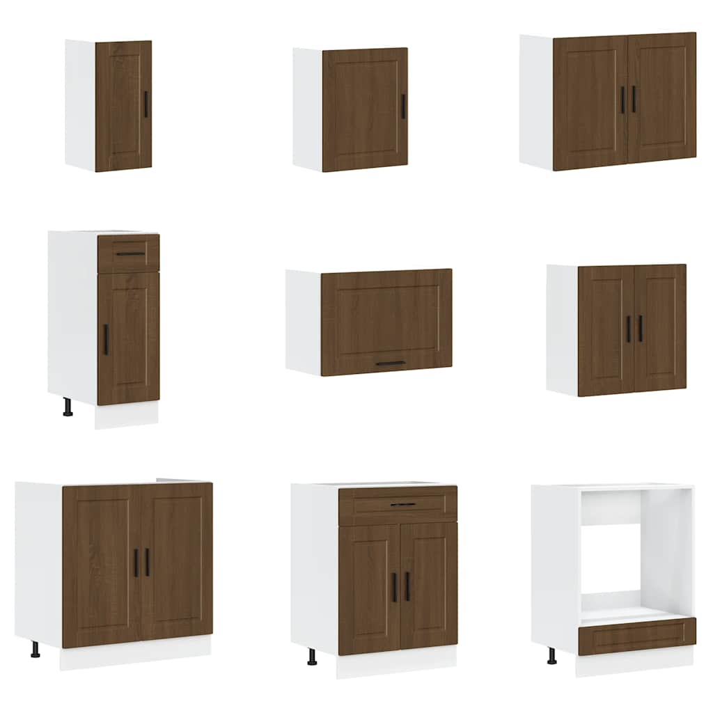 vidaXL 14 Piece Kitchen Cabinet Set Porto Brown Oak Engineered Wood